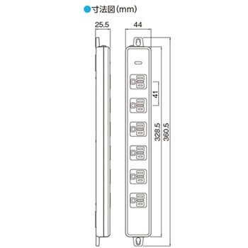 AC125V/15Aタップ(6口・アース・マグネット付) エスコ