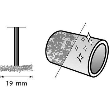 19．0mm/3．2mm軸軸付ブラシ(ステンレスワイヤー/2本) - エスコ