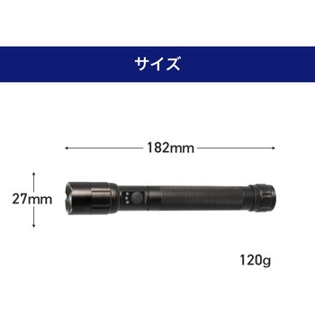 LEDアルミハンドライト 250ルーメン 単3形乾電池2本 集光・散光 ELPA