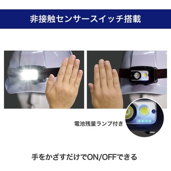 LEDヘッドライト 非接触式センサースイッチ 電池残量ランプ付 ライト部着脱&マグネット ELPA