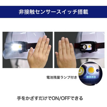 LEDヘッドライト 非接触式センサースイッチ 電池残量ランプ付 ライト部着脱&マグネット ELPA