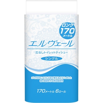 エルヴェール トイレットティシュー シングル 6R(芯なし) エリエール