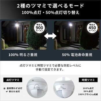 5W×2灯 フリーアーム式LED乾電池センサーライト ホームテイスト