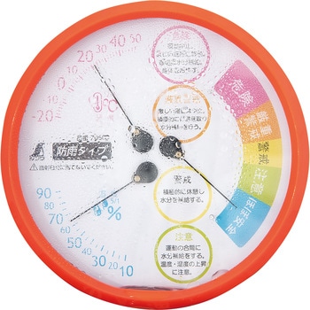 温湿度計 F-3LⅡ 熱中症注意 丸型 15cm レッド 防雨タイプ シンワ測定