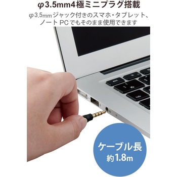 ヘッドホン ヘッドセット マイク付き 有線 Φ3.5mm4極ミニプラグ オーバーヘッドタイプ ミュートスイッチ付き 単一指向性 ノイズキャンセリング ステレオ テレワーク WEB会議 オンライン授業 ブラック エレコム