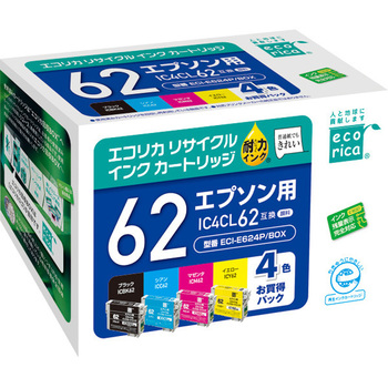 リサイクルインク EPSON対応 IC4CL62 4色パック エコリカ