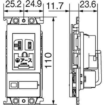 WTF19317F こまめにスイッチ エアコン用 埋込スイッチ付コンセント パナソニック(Panasonic) 極数:接地2P 平刃タイプ/抜止タイプ  15/20A 125V 1口 WTF19317F - 【通販モノタロウ】