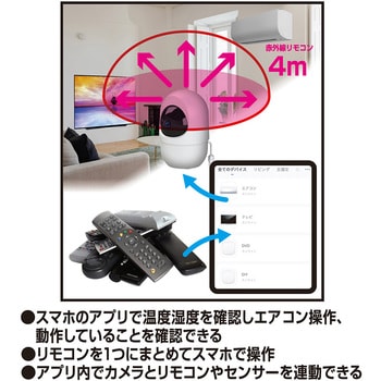 KJ-195 スマートカメラ リモコン/温湿度/首振-巡航 カシムラ ホワイト