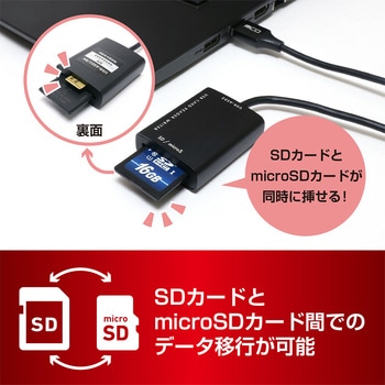 SD microSDカードリーダ USB-A 70cm MCO