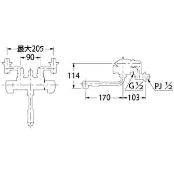 173-132K サーモスタットシャワ混合栓 壁付(逆配管) 1個 カクダイ