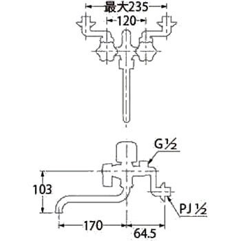 1398SKK 2ハンドルシャワ混合栓 壁付 1個 カクダイ 【通販サイトMonotaRO】