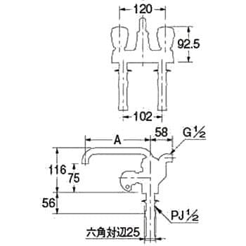 152-203 2ハンドルシャワ混合栓 台付 1個 カクダイ 【通販サイトMonotaRO】