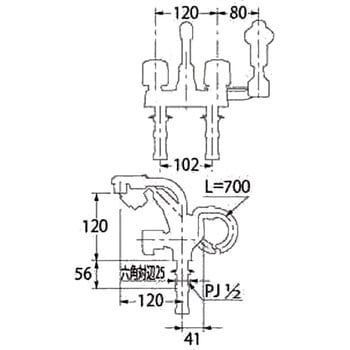 1521S 2ハンドル混合栓(シャワつき) 1個 カクダイ 【通販サイトMonotaRO】