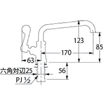 厨房用左ハンドル立形自在水栓