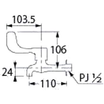 7219-13 レバー式胴長横水栓 カクダイ 固定コマ 呼び径13mm - 【通販