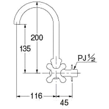 7080F-13 横形スワン水栓 1個 カクダイ 【通販サイトMonotaRO】