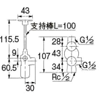 キッチンヘッダー クイックファスナー式 カクダイ 止水栓 【通販