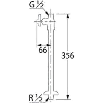 7096M ストレート形止水栓(ナットなし)13 カクダイ 固定コマ