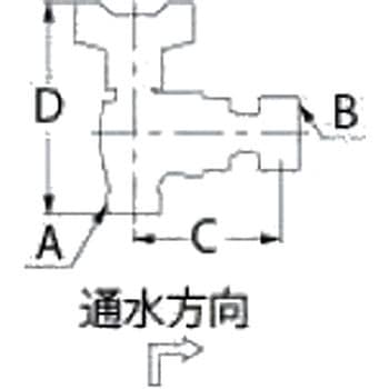 逆止弁つきアングルボール止水栓 片ナットつき カクダイ