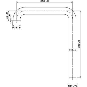 0438W-32D 幅広ステッキ管 1個 カクダイ 【通販サイトMonotaRO】