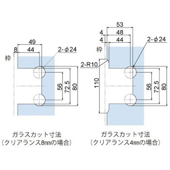 ステンレス重量ガラス用調整ヒンジ(壁取付タイプ・ソフトアブソーバー付) ジョー・プリンス竹下
