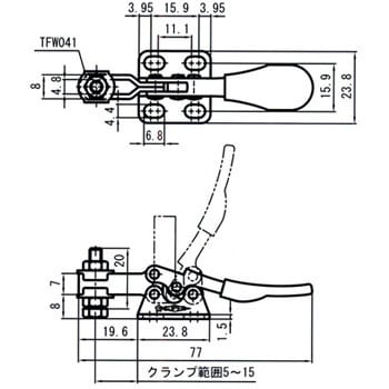 下方押え型トグルクランプ(水平ハンドル式) スーパーツール ハンドル