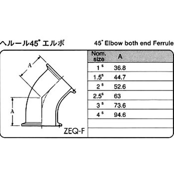 サニタリーヘルール45°エルボ(SUS316L) フジトク