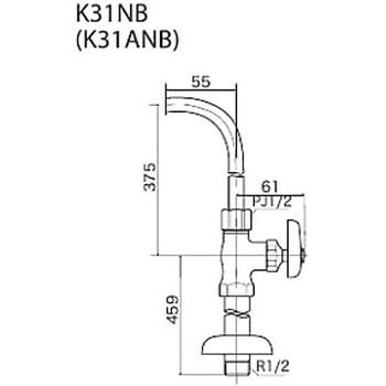 ストレート形止水栓(給水管432mm)(給水管抜け防止付) KVK
