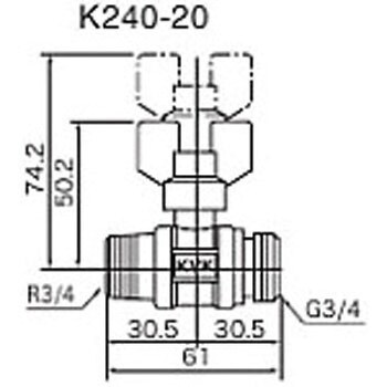 K240-20 耐熱ボールバルブR3/4おねじ×G3/4おねじ K240-20 KVK 蝶形