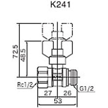 耐熱ボールバルブRc1/2めねじ×G1/2おねじ K241 KVK