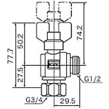 耐熱ボールバルブG3/4ナット×G1/2おねじ KVK