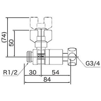 逆止弁付ボールバルブ13×20(おねじ×ナット型) KVK