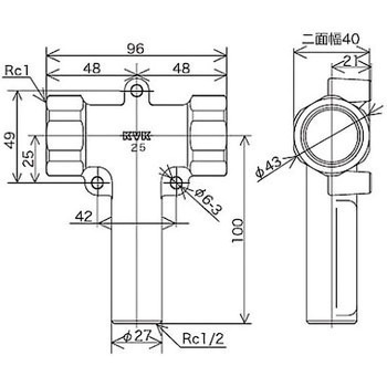 停滞水防止継手 Rc1(1インチ)タイプ KVK