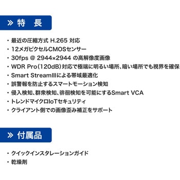 防犯カメラ 1200万画素 360° 魚眼 室内 動体検知 小型 録音 レンズ固定 保証3年 FE9192-H Vivotek