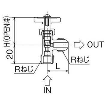 アングルミニチュアバルブ Rねじ×45°フレアー オンダ製作所 ニードル