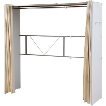 カバー付き 木製ワイドハンガーラック YAMAZEN(山善)