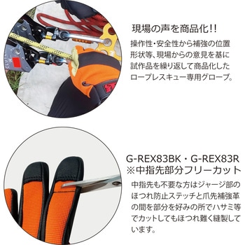 ロープレスキュー用グローブ G-REX83R トンボレックス(TONBOREX)