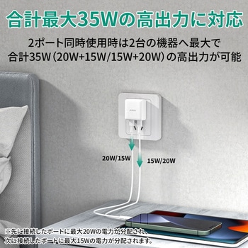USB充電器 35W PD対応 [USB-A 2ポート/USB-C 2ポート] AUKEY(オーキー)