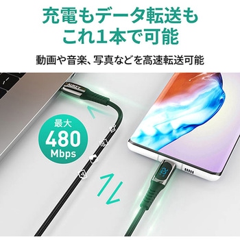 ケーブル[CB-CC14-BK] Impulse series 140W Digital Display [Type-C to Type-C] 1m ブラック AUKEY(オーキー)