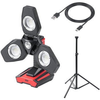LED投光器 USB充電式 高輝度(屋外用・三脚付き) サンワダイレクト