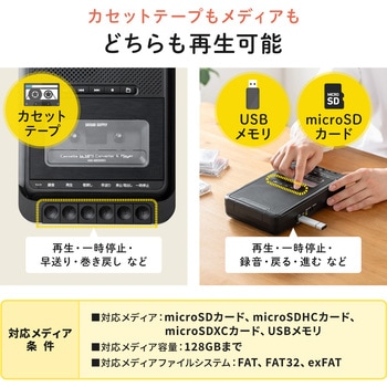 カセットテープ変換プレーヤー USB・microSD サンワダイレクト