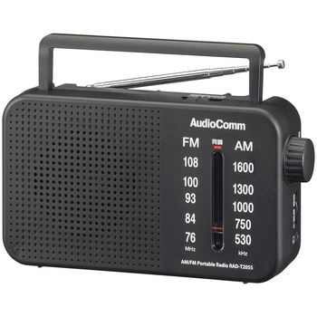 AM/FMポータブルラジオ 大型ツマミ・ワイドFM・2電源対応 オーム電機