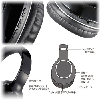 Bluetoothステレオヘッドホン 折りたたみ式・14時間再生・通話対応 オーム電機