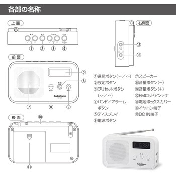 2バンドハンディラジオ PLL高感度・ワイドFM・アラーム付 オーム電機