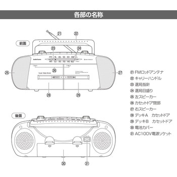 ダブルラジカセ 録音・ダビング対応 ワイドFM付 オーム電機