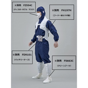 クリーンウェアの上から着用するファン装着対応ベスト ファンバッテリーセット 東洋リントフリー