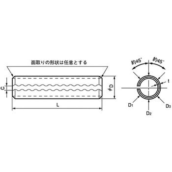 スプリングピン 波形 軽荷重用(ステンレス)(小箱) 大陽ステンレス