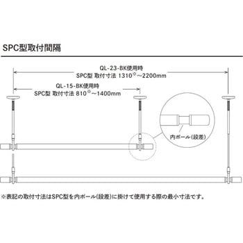 ホスクリーン 室内用物干竿 QL型 BK色(ブラック) GIKEN(川口技研