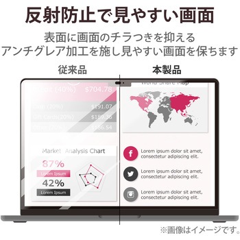 MacBook Air 15.3インチ 保護フィルム アンチグレア ブルーライトカット 指すべりさらさら ハードコート エレコム
