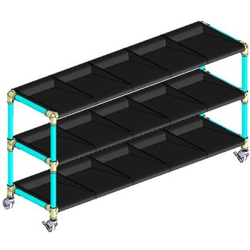 イレクター製短靴ラック5列3段 15足用 ブラックトレイ 矢崎化工